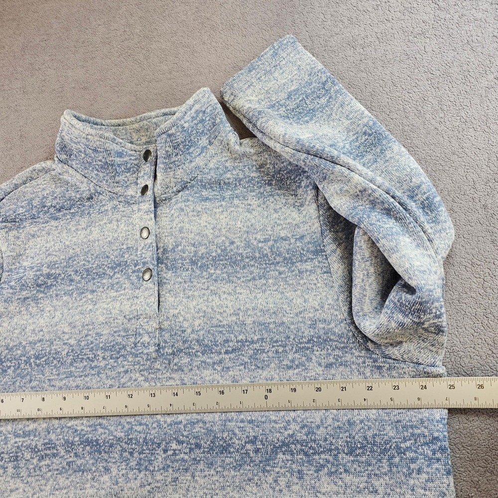 Natural Reflections Sweater Womens XL Blue Cozy Fleece Oversized 1/4 Snap Button - Picture 5 of 12